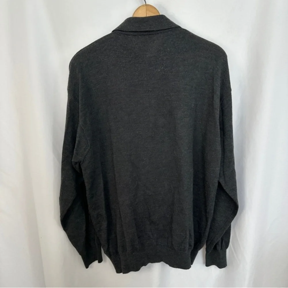 Bridges Sweater Mens XL 100% Fine Merino Wool‎ Made In Italy Collared Black